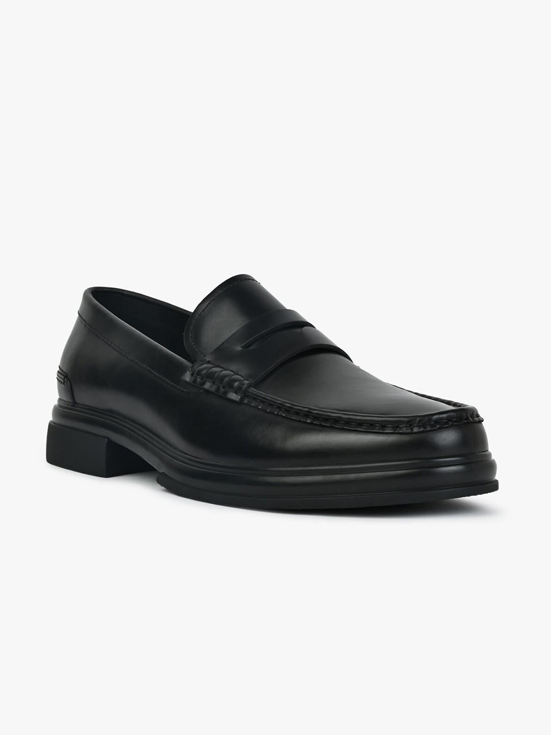 

ALDO Men Round Toe Leather Formal Loafers, Black