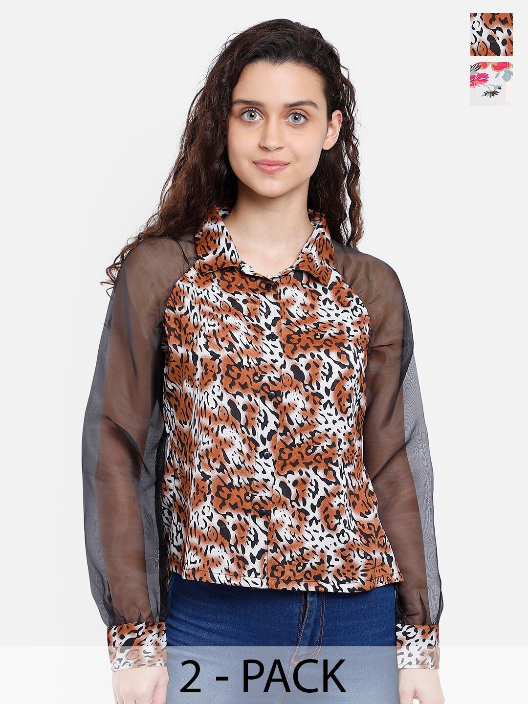 

Yaadleen Pack of 2 Animal Printed Regular Shirt, Red