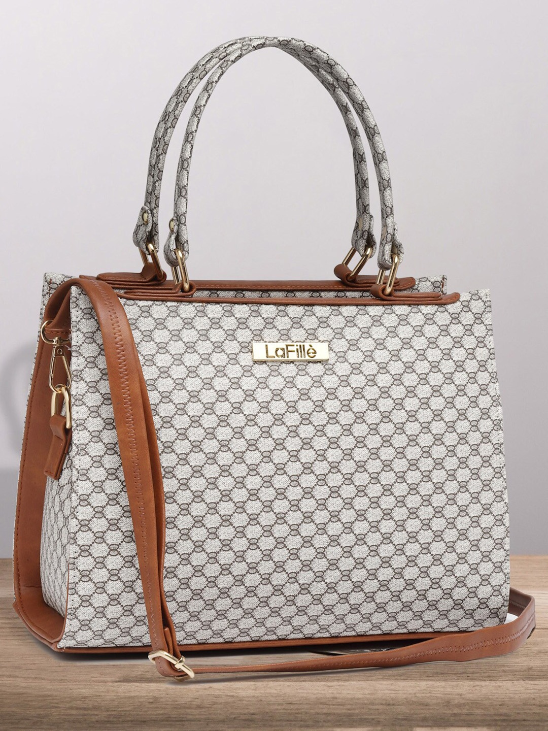 

LaFille Textured Swagger Handheld Bag, Tan