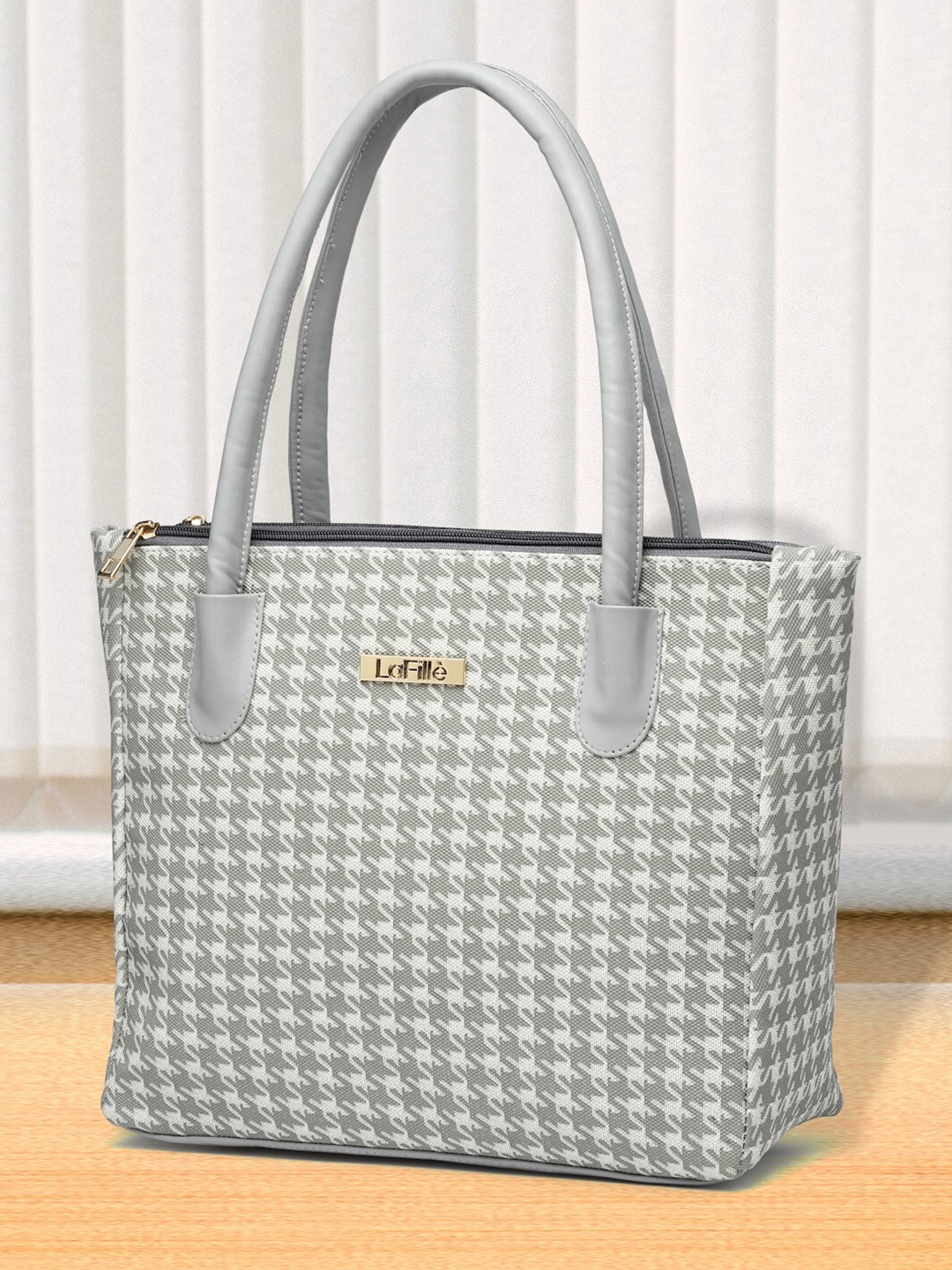 

LaFille Textured PU Structured Handheld Bag, Grey