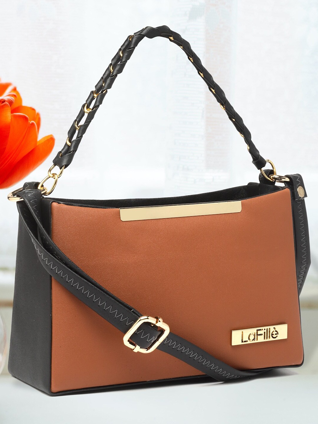 

LaFille Structured Handheld Bag, Tan