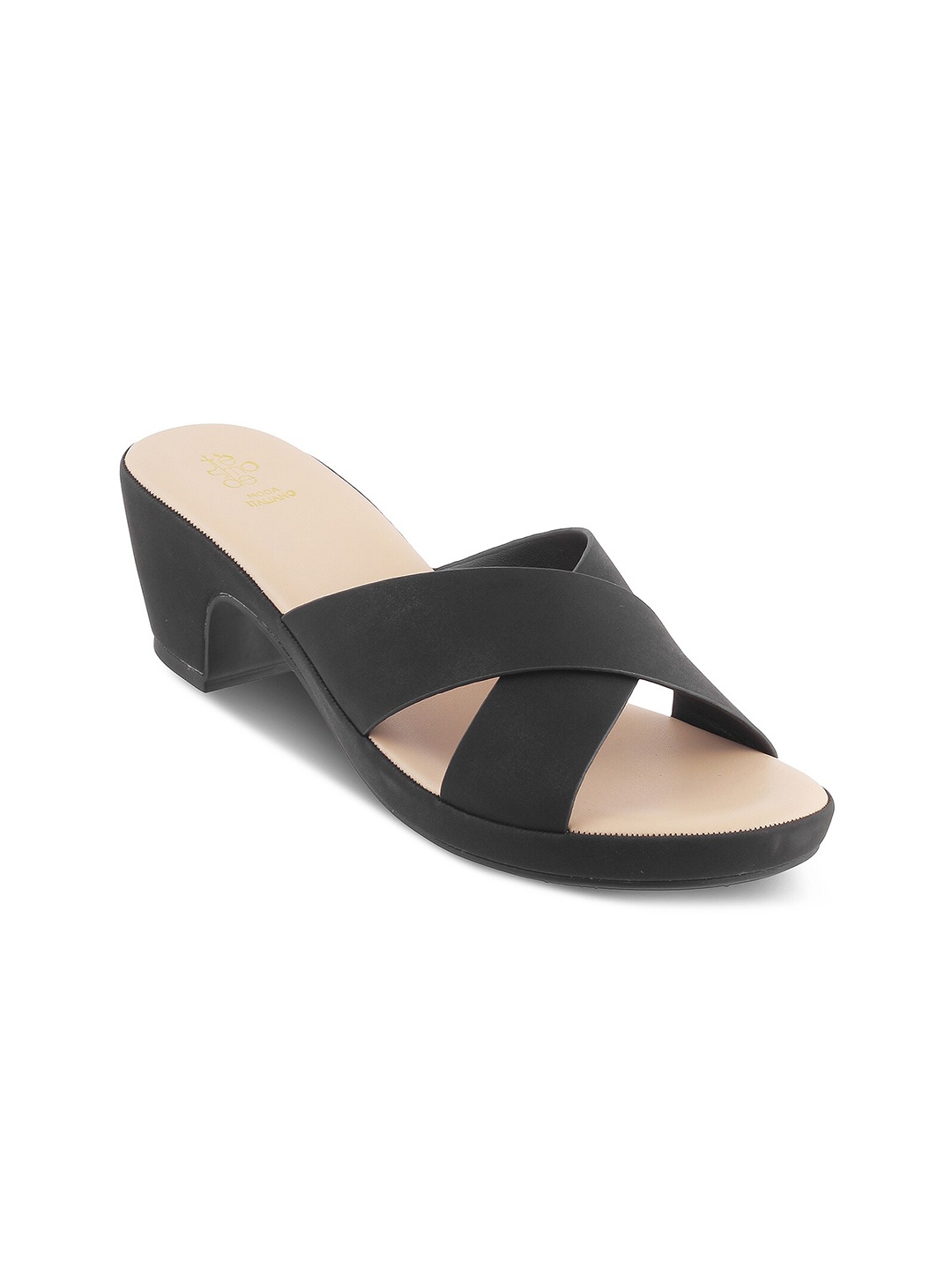 

Tresmode Cross Strap Open Toe Platform Heels, Black