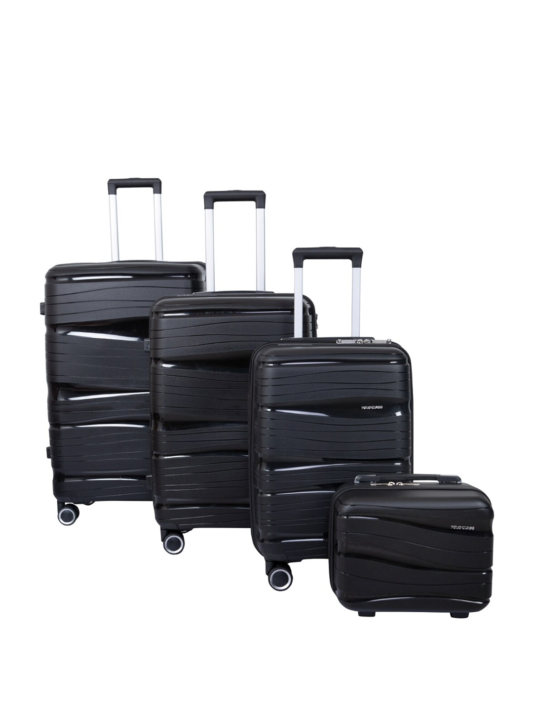 

Polo Class Set of 3 Hard-Sided Large Medium & Cabin Trolley Suitcases With Vanity - 70 L, Black