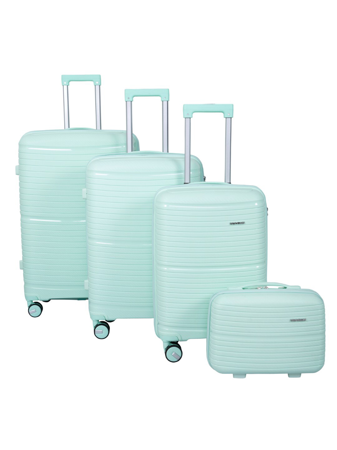 

Polo Class Set of 4 Textured Hard-Sided Large Medium & Cabin Trolley Suitcases, Green