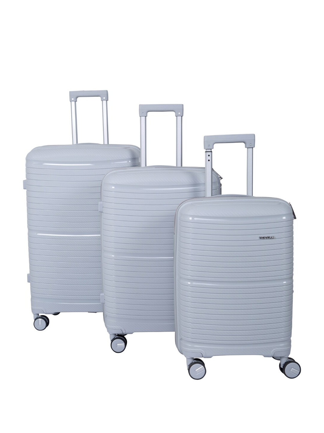 

Polo Class Set of 3 Textured Hard-Sided Large Medium & Cabin Trolley Suitcases -70 L, Grey