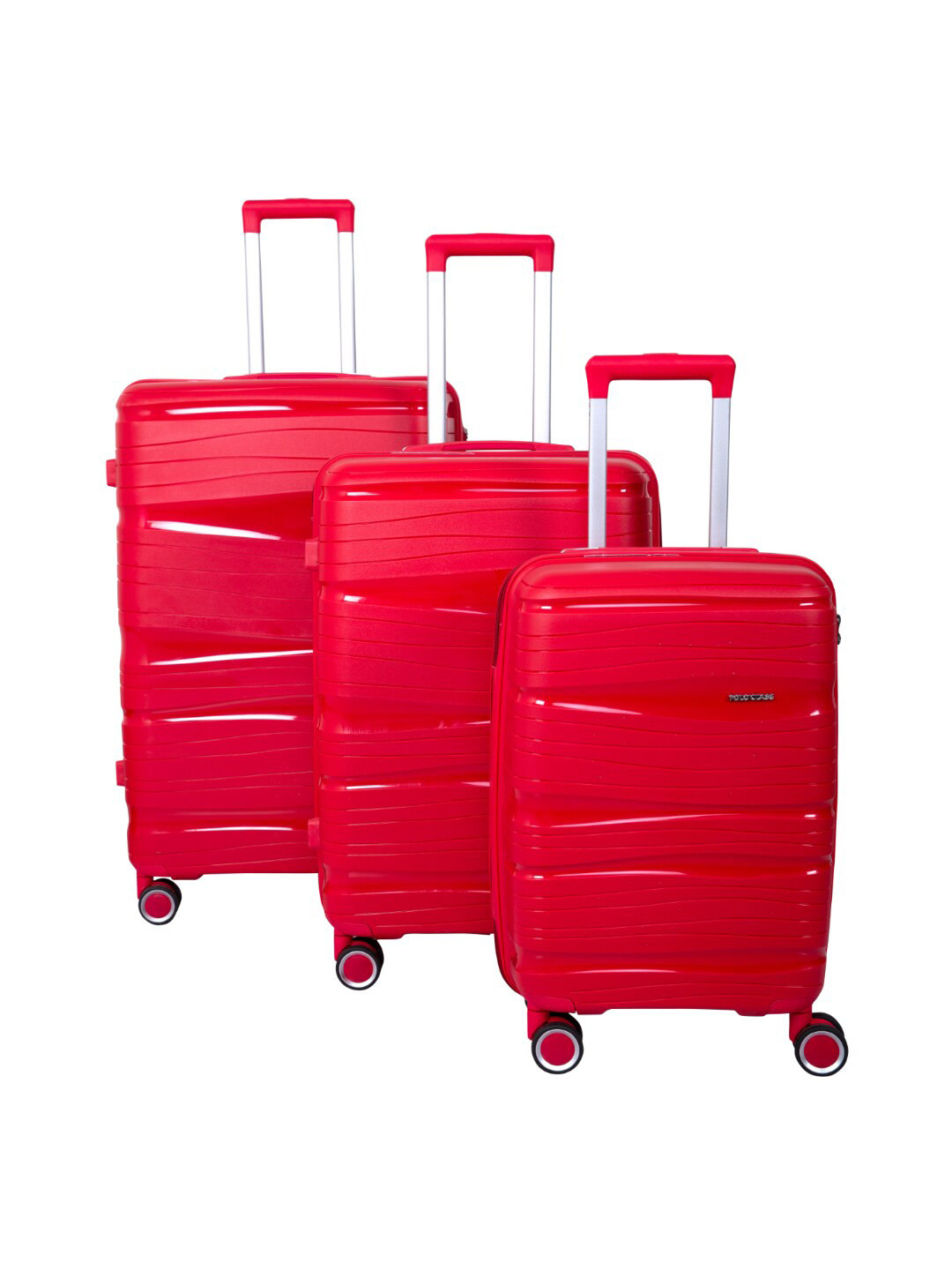 

Polo Class Set of 3 Textured Hard-Sided Large Medium & Cabin Trolley Suitcases-70.0L, Red