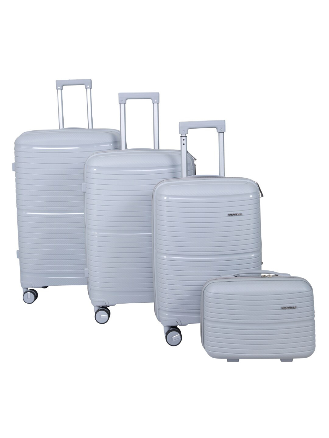 

Polo Class Set Of 4 Textured Hard-Sided Large Medium & Cabin Trolley Suitcases, Grey