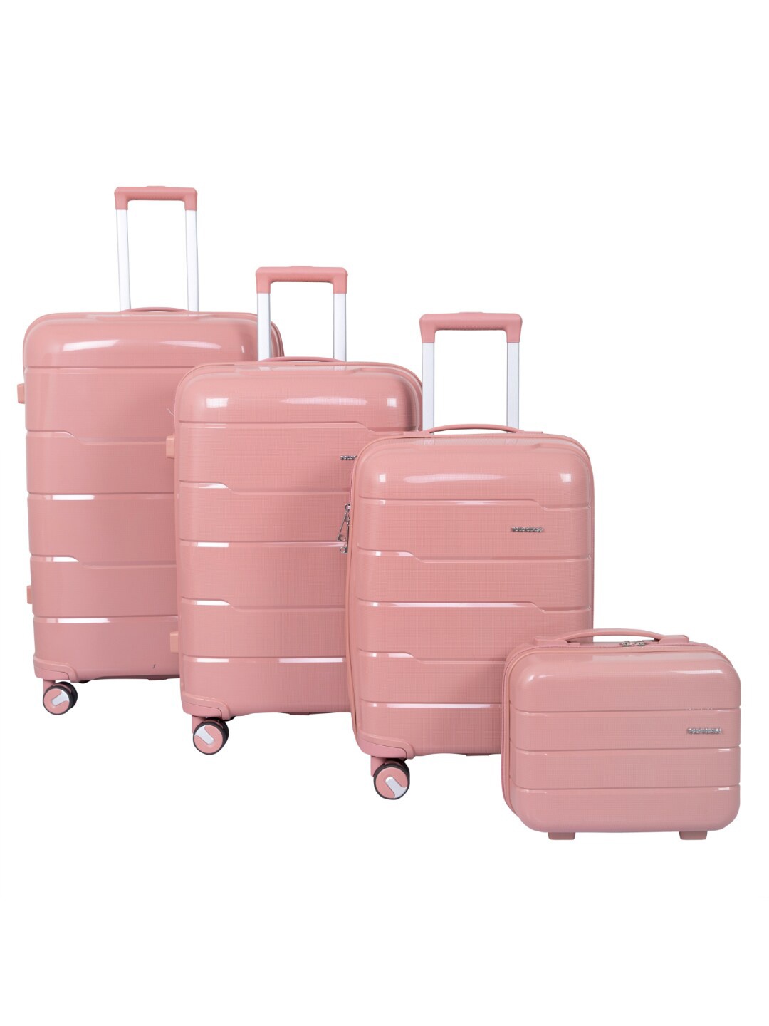 

Polo Class Set of 3 Hard-Sided Large Medium & Cabin Trolley Suitcases With Vanity - 70 L, Pink