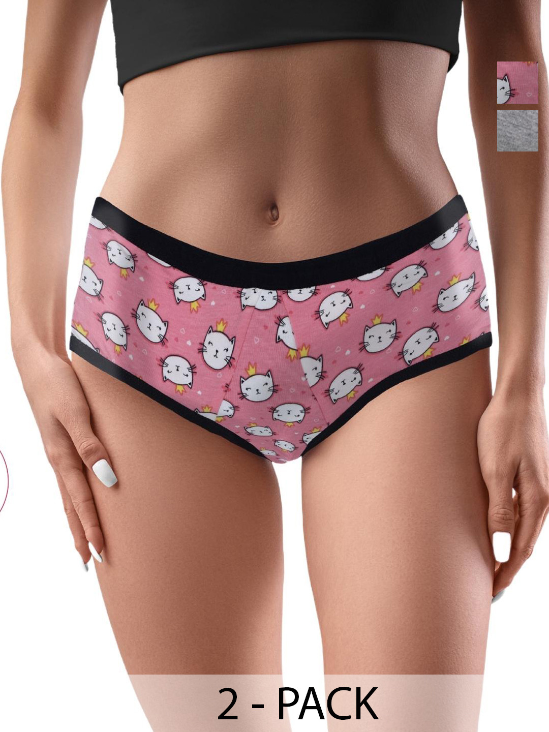 

Dchica Pack Of 2 Leakproof & Reusable Period Briefs DCPPDC9396/XXS, Grey melange