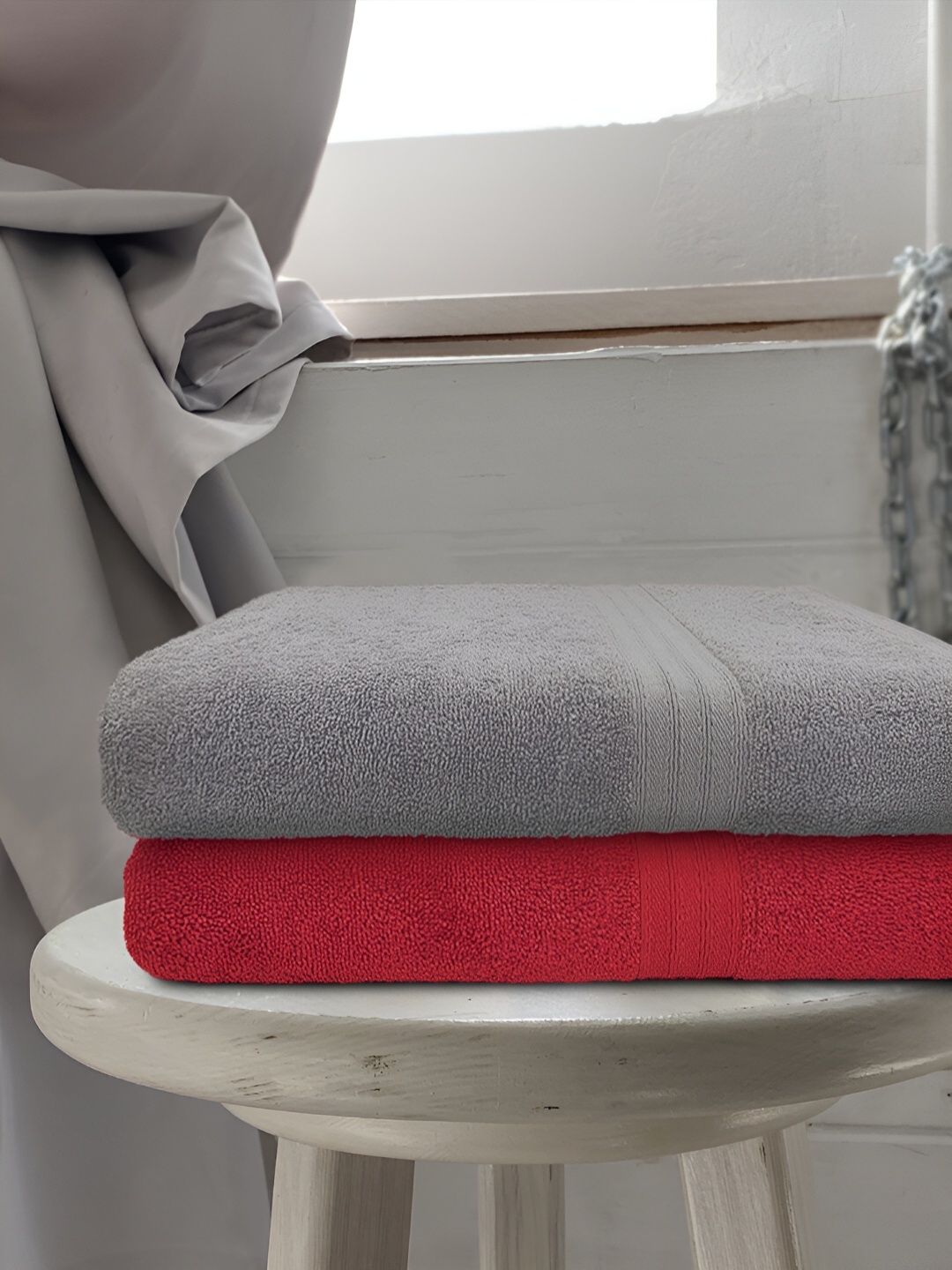

Sassoon Anatolia Red & Grey 2 Pieces Terry Cotton Bath Towel