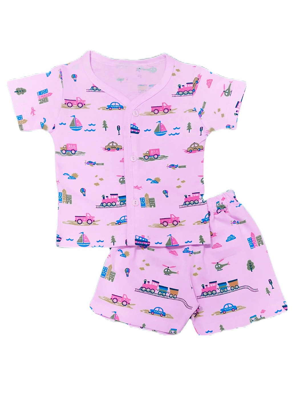 

BAESD Infants Printed Pure Cotton Shirt with Shorts, Pink