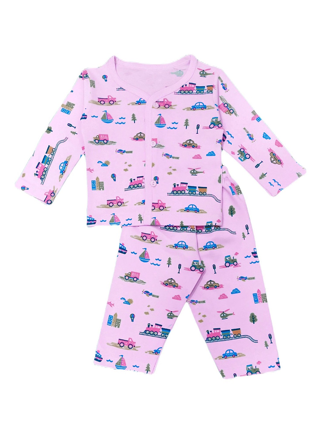 

BAESD Infants Printed Pure Cotton Shirt with Trousers, Pink