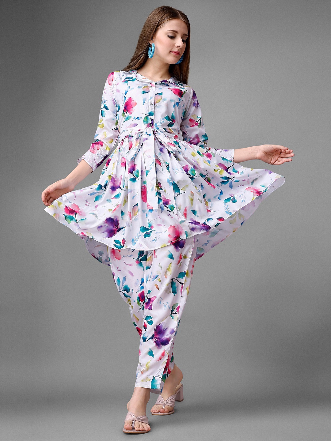 

KALINI Floral Printed Tunic & Trouser, White