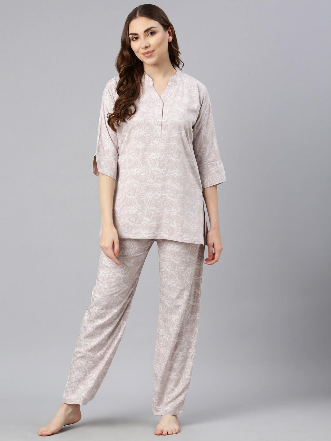 

GOLDSTROMS Floral Printed Night Suit, Brown