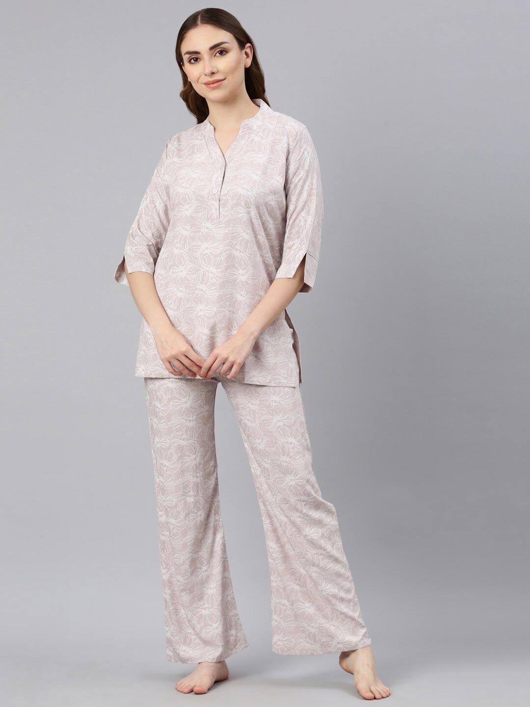 

GOLDSTROMS Floral Printed Night Suit, Brown
