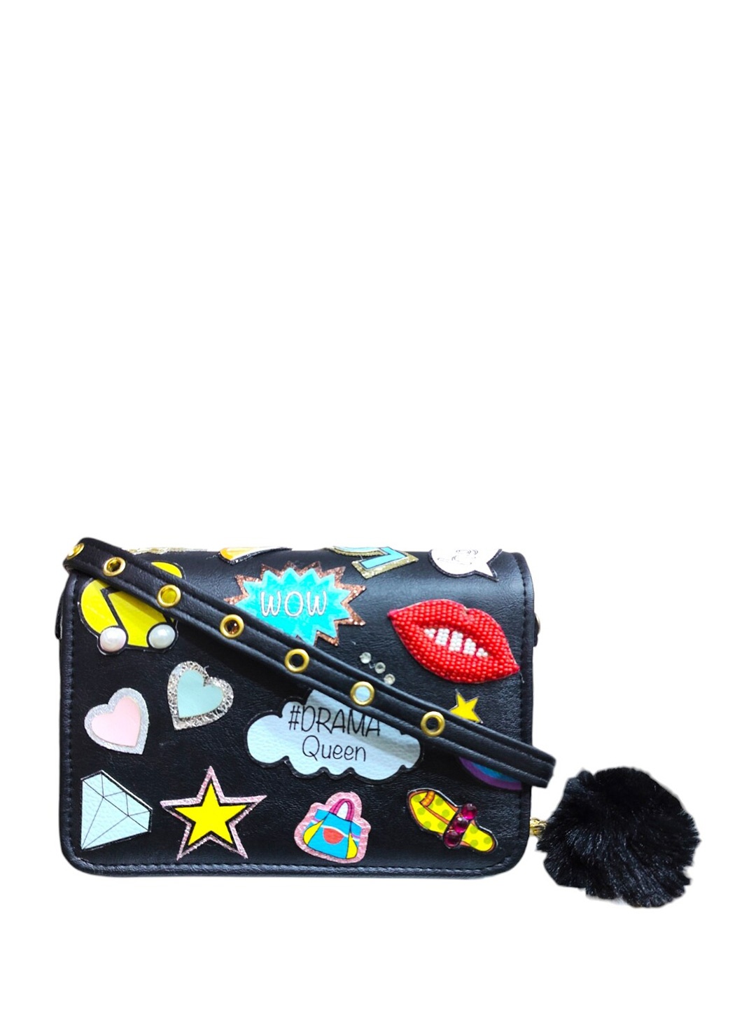 

Vdesi Pop Badges Flip Bag, Black