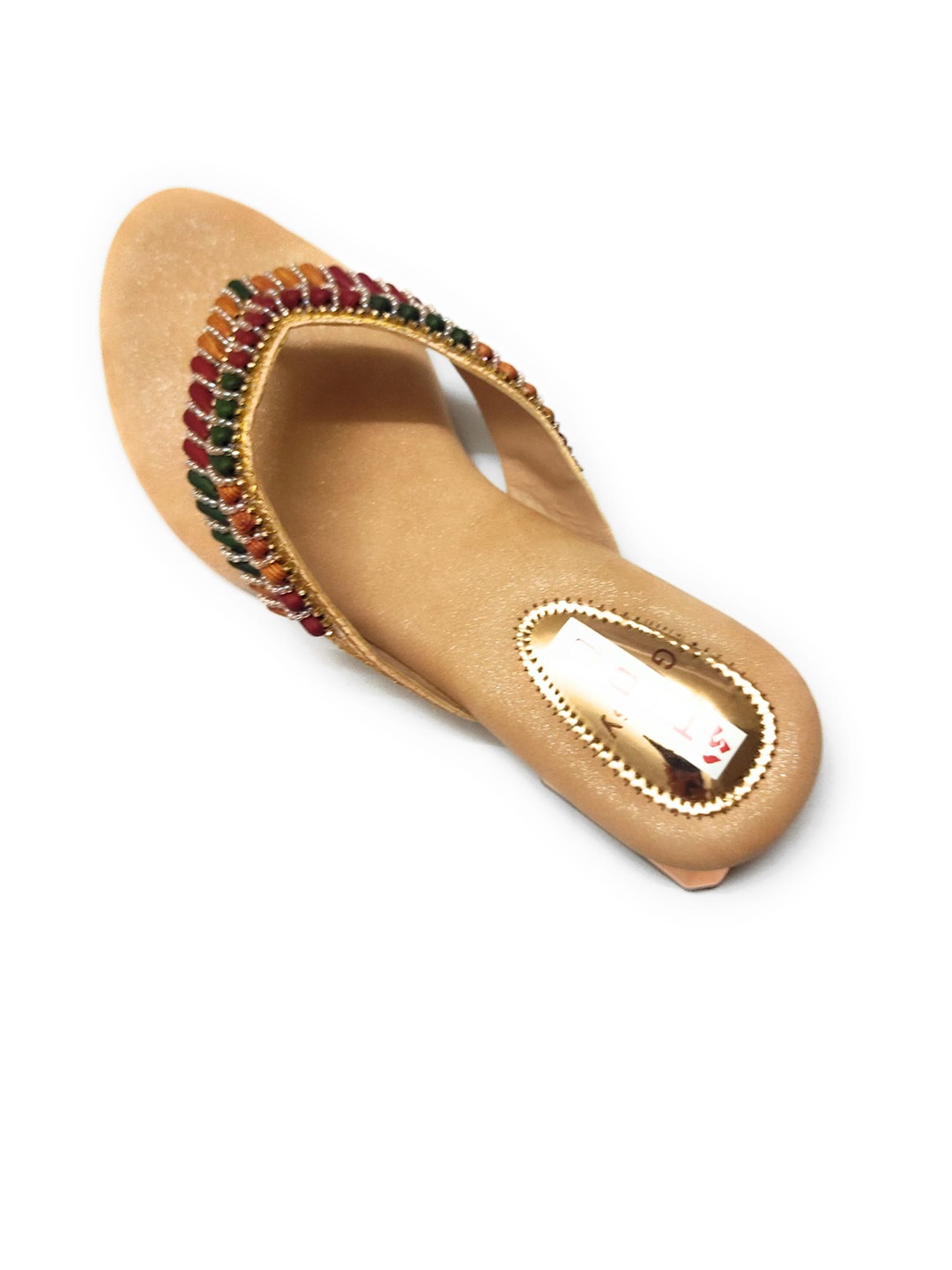 

Ta Chic Embellished Open Toe Flats, Gold