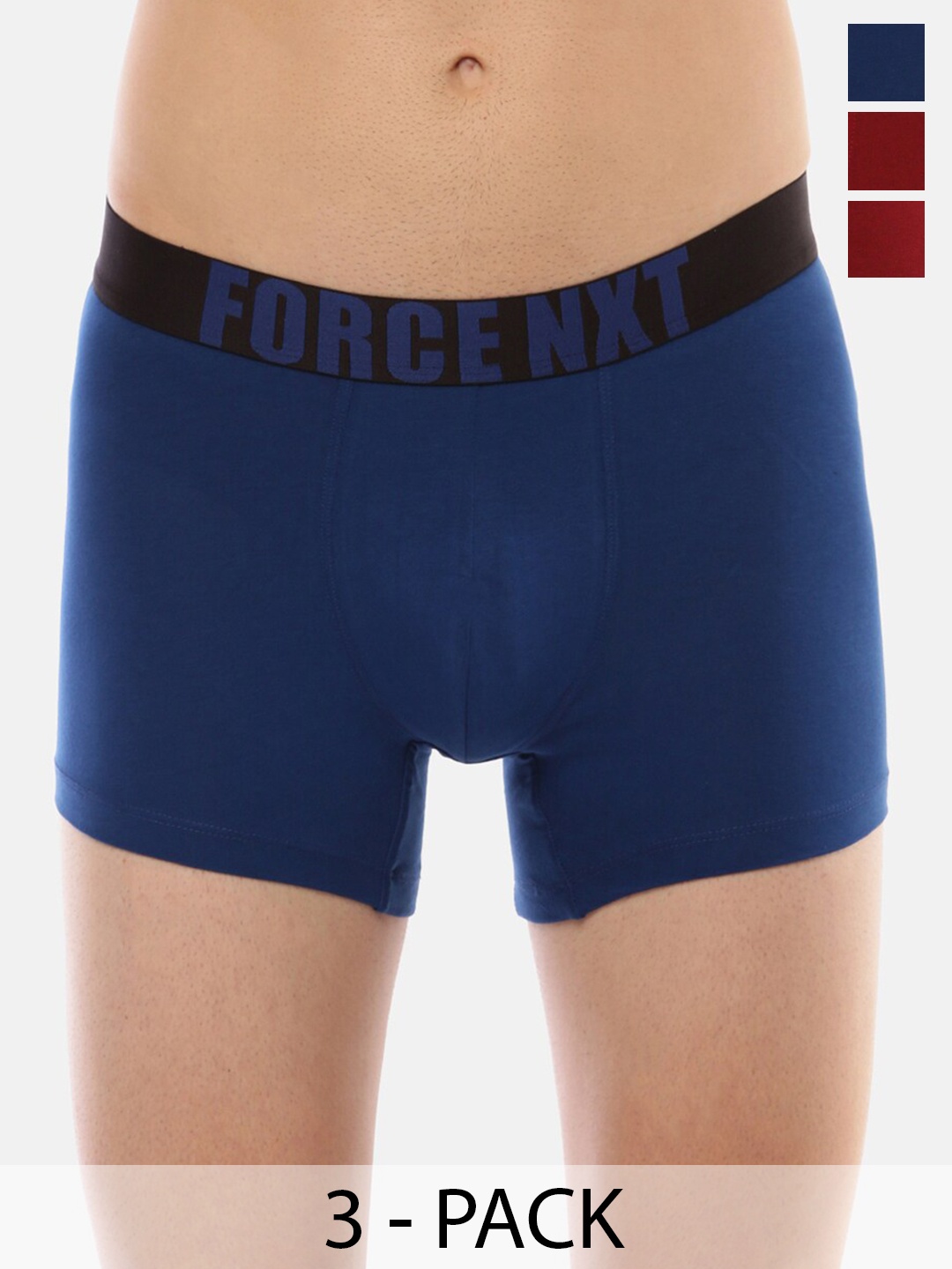 

Force NXT Pack Of 3 Cotton Trunks MNFL-45-RBLU-RED-BLK-PO3-RBLU-RED-BLK, Blue