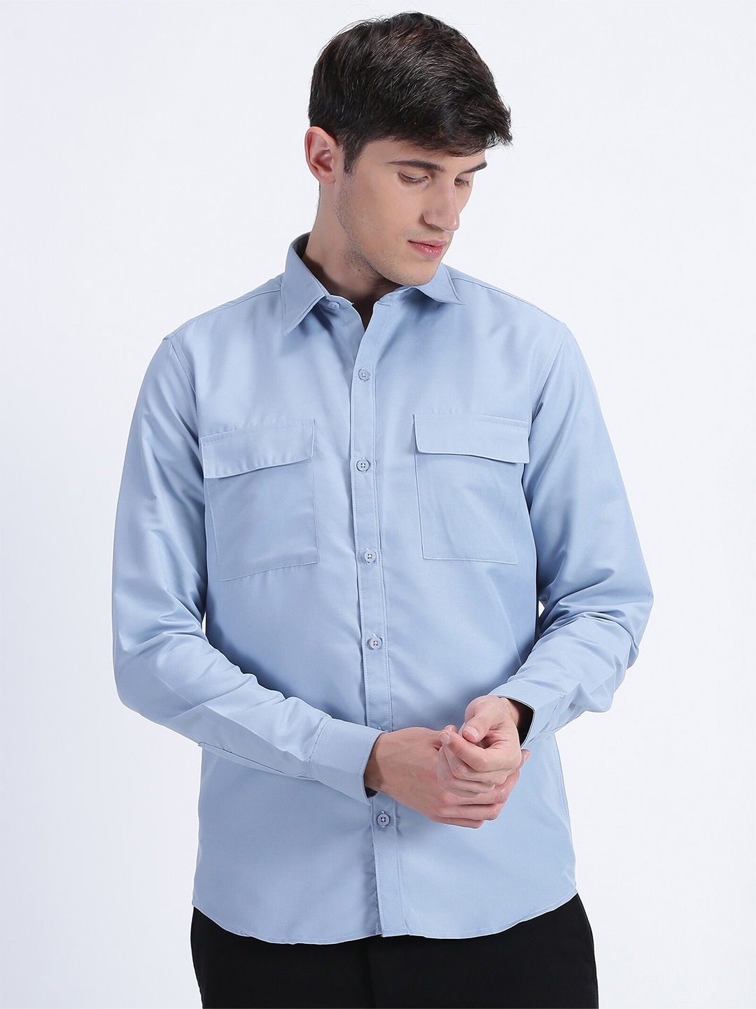 

MISCHIEF MONKEY Classic Fit Cotton Casual Shirt, Blue