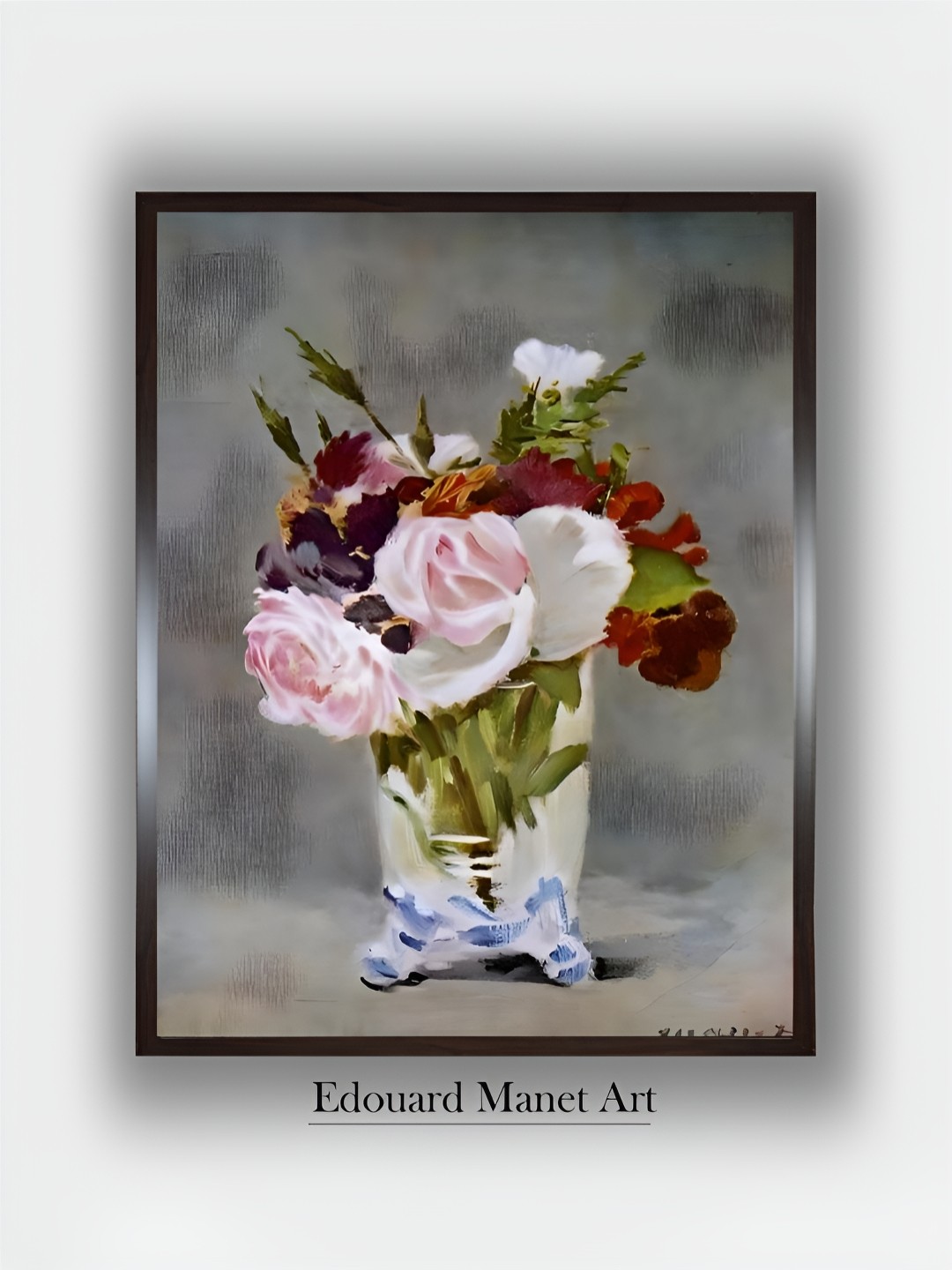 

The Art House Grey & Pink Still Life with Flowers Wooden Painting Wall Art