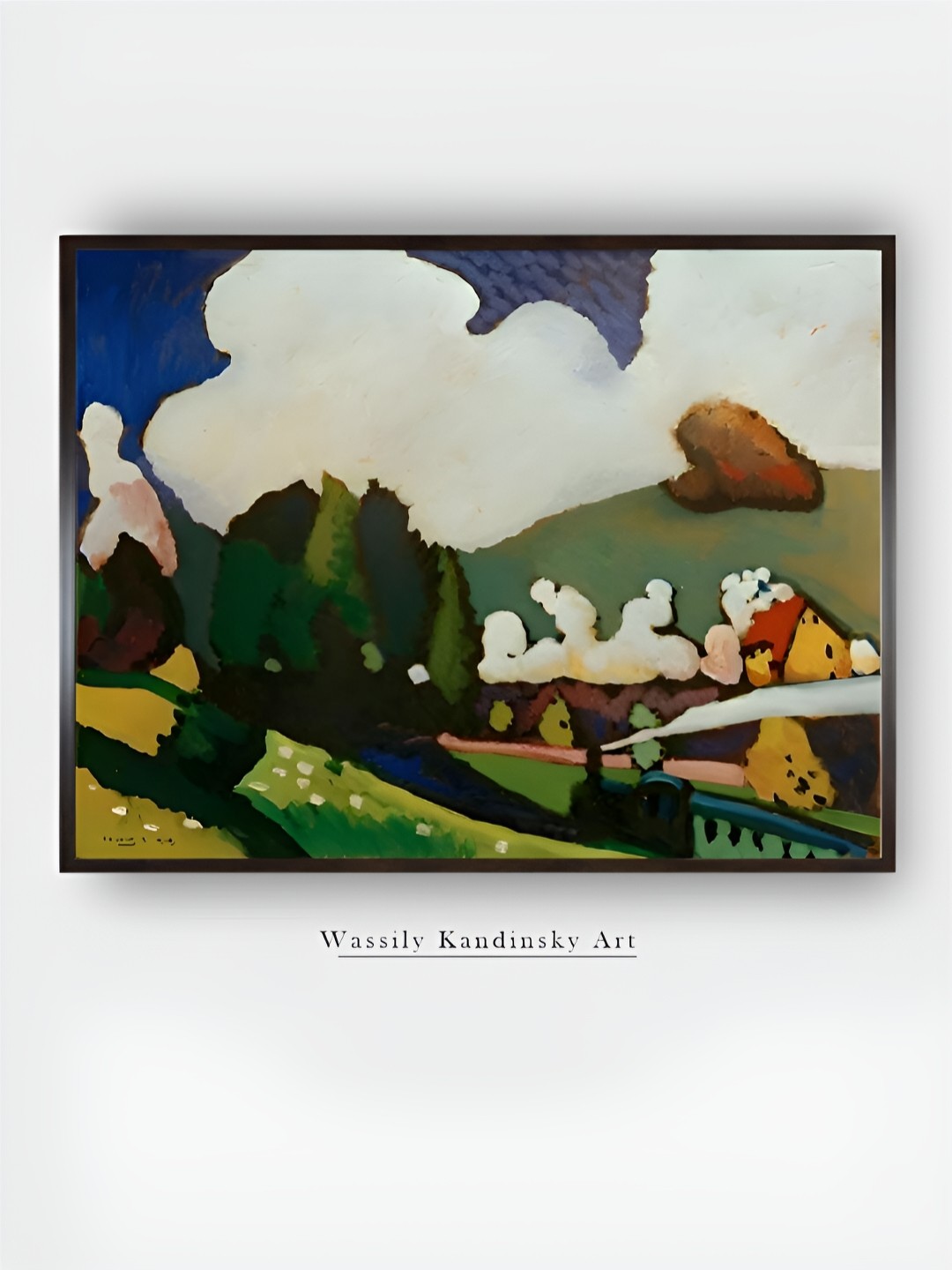 

The Art House Green & White Landscape with Locomotive Wooden Painting Wall Art