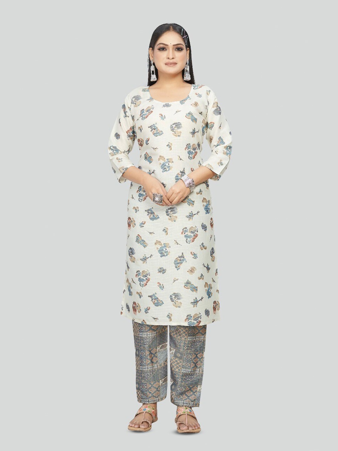 

Sitanjali Abstract Printed Straight Kurta with Trouser, Grey