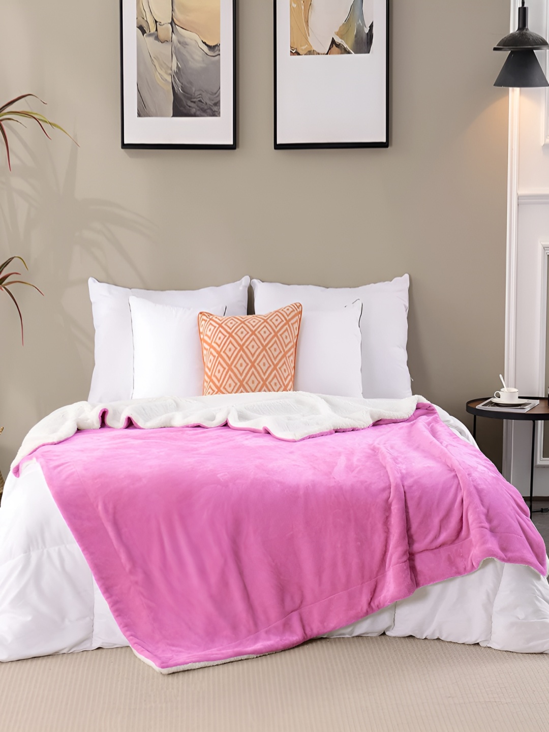 

bsb home Sherpa Pink & White Heavy Winter 500 GSM Double Bed Blanket