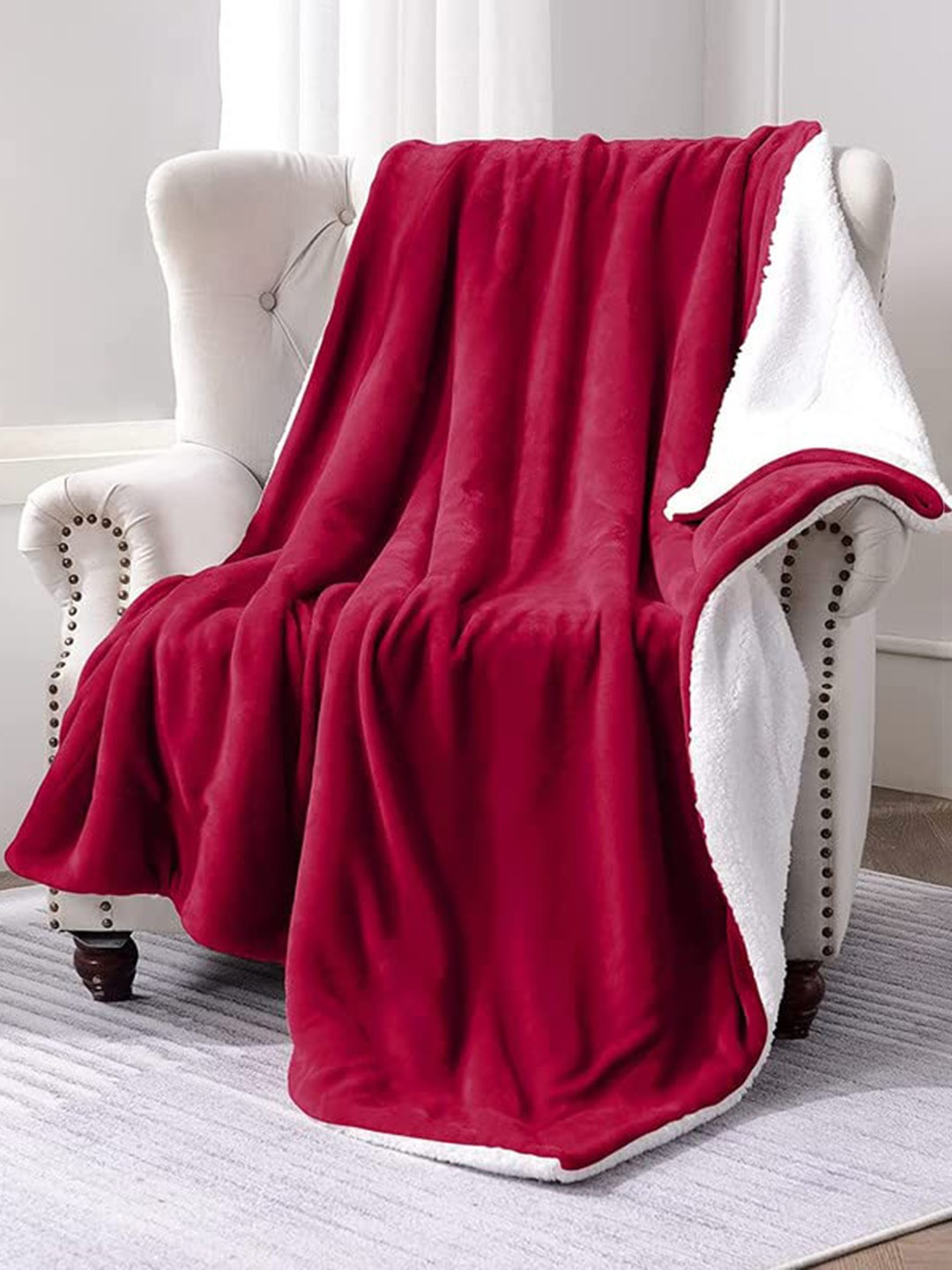 

bsb home Red & White Heavy Winter 500 GSM Microfiber Double Bed Blanket