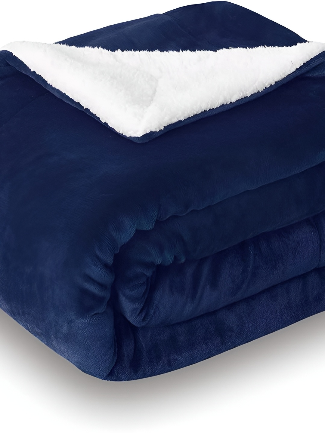 

bsb home Navy Blue & White Microfiber Heavy Winter 500 GSM Single Bed Blanket