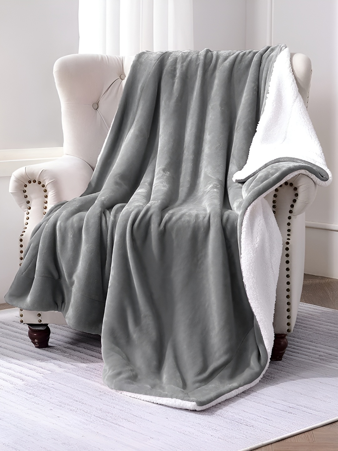 

bsb home Grey & White Heavy Winter 500 GSM Double Bed Blanket
