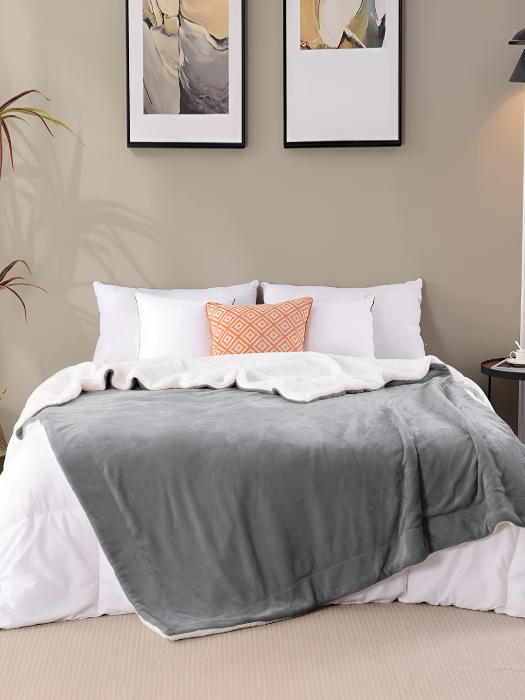 

bsb home Grey & White Microfiber Heavy Winter 500 GSM Single Bed Blanket