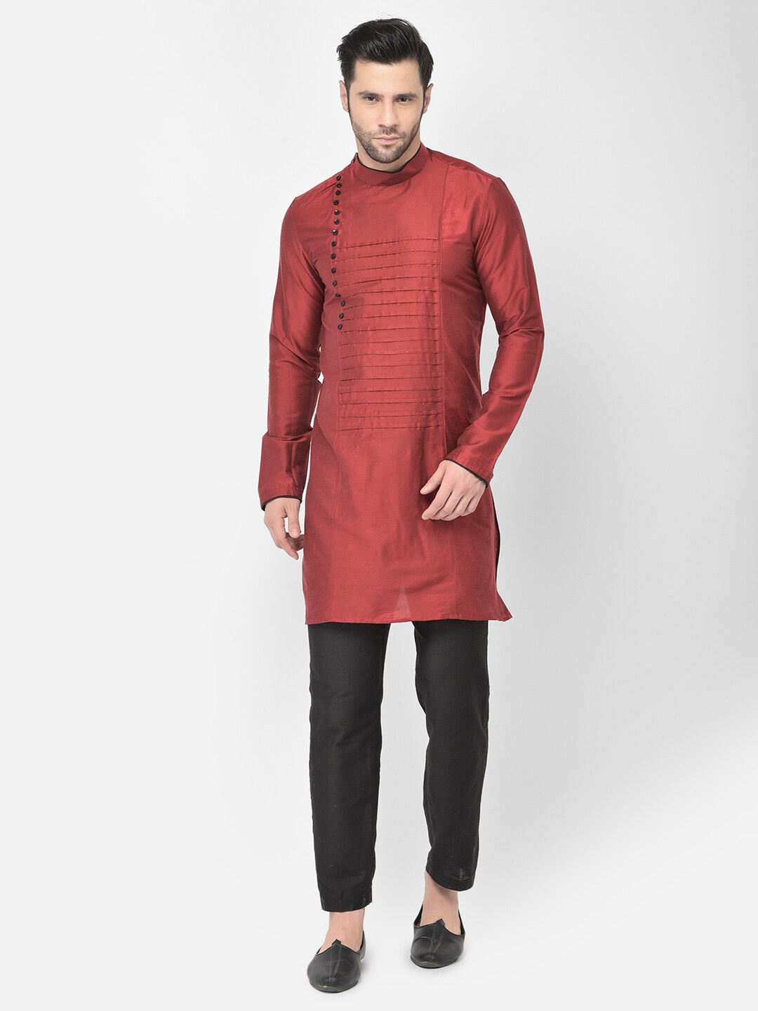 

DEYANN Pleated Kurta with Trousers, Red