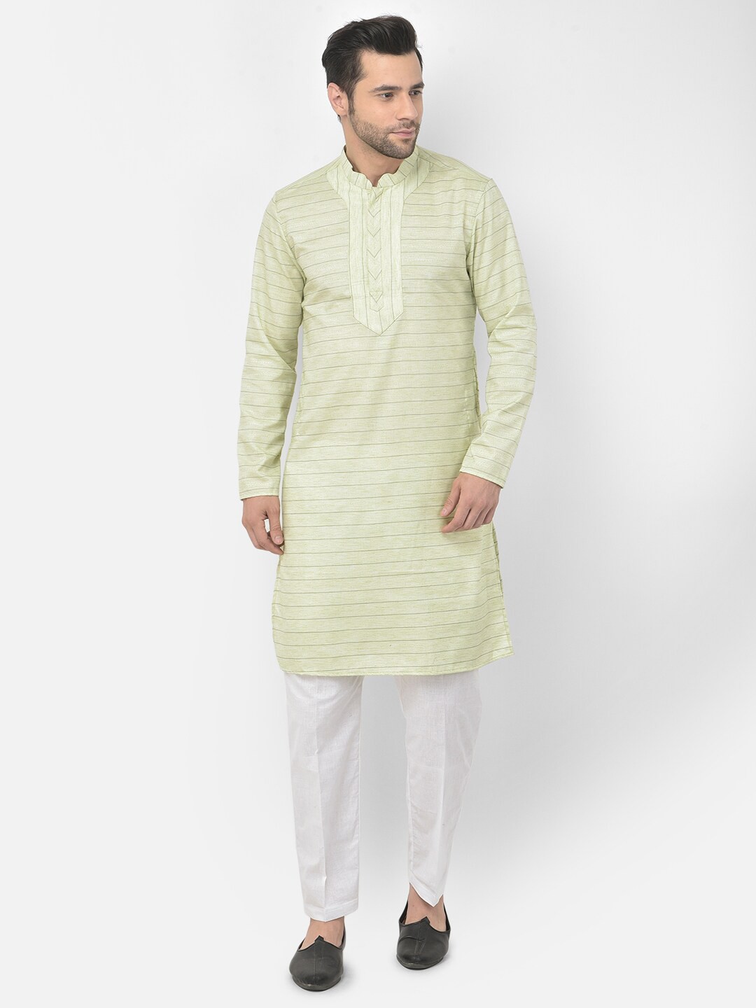 

DEYANN Striped Regular Pure Cotton Kurta with Trouser, Green