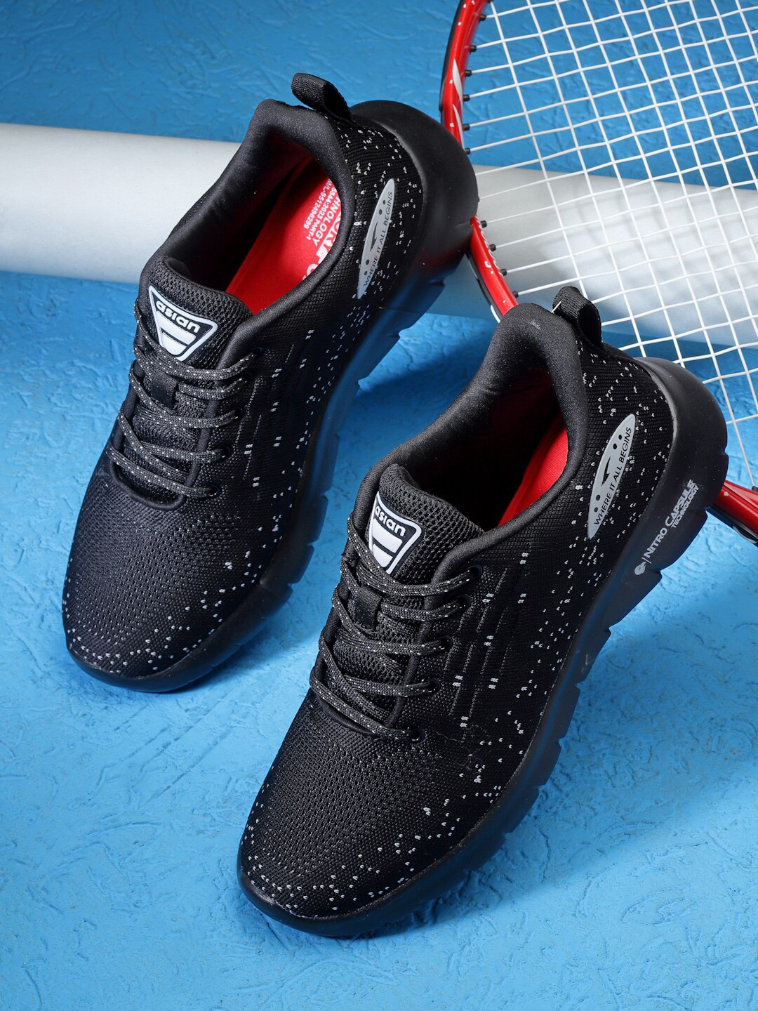 

ASIAN Men DELTA-22 Textured Running Shoes, Black