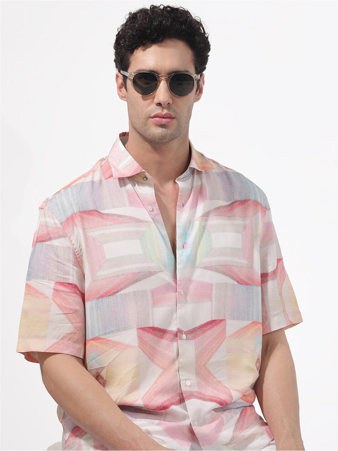 

RARE RABBIT Men Lim Slim Fit Opaque Checked Shirt, Pink