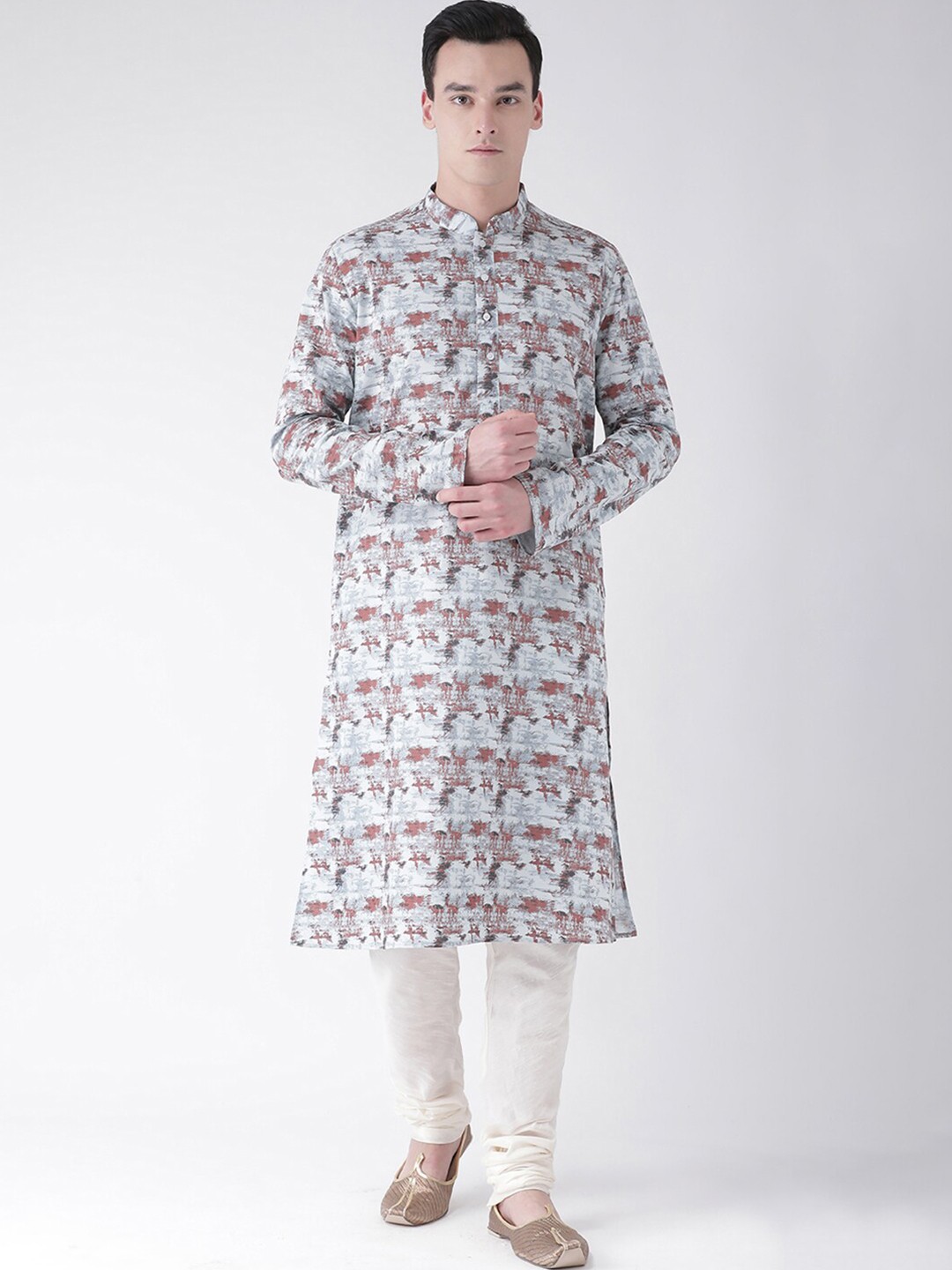 

DEYANN Abstract Printed Straight Kurta with Pyjamas, Grey
