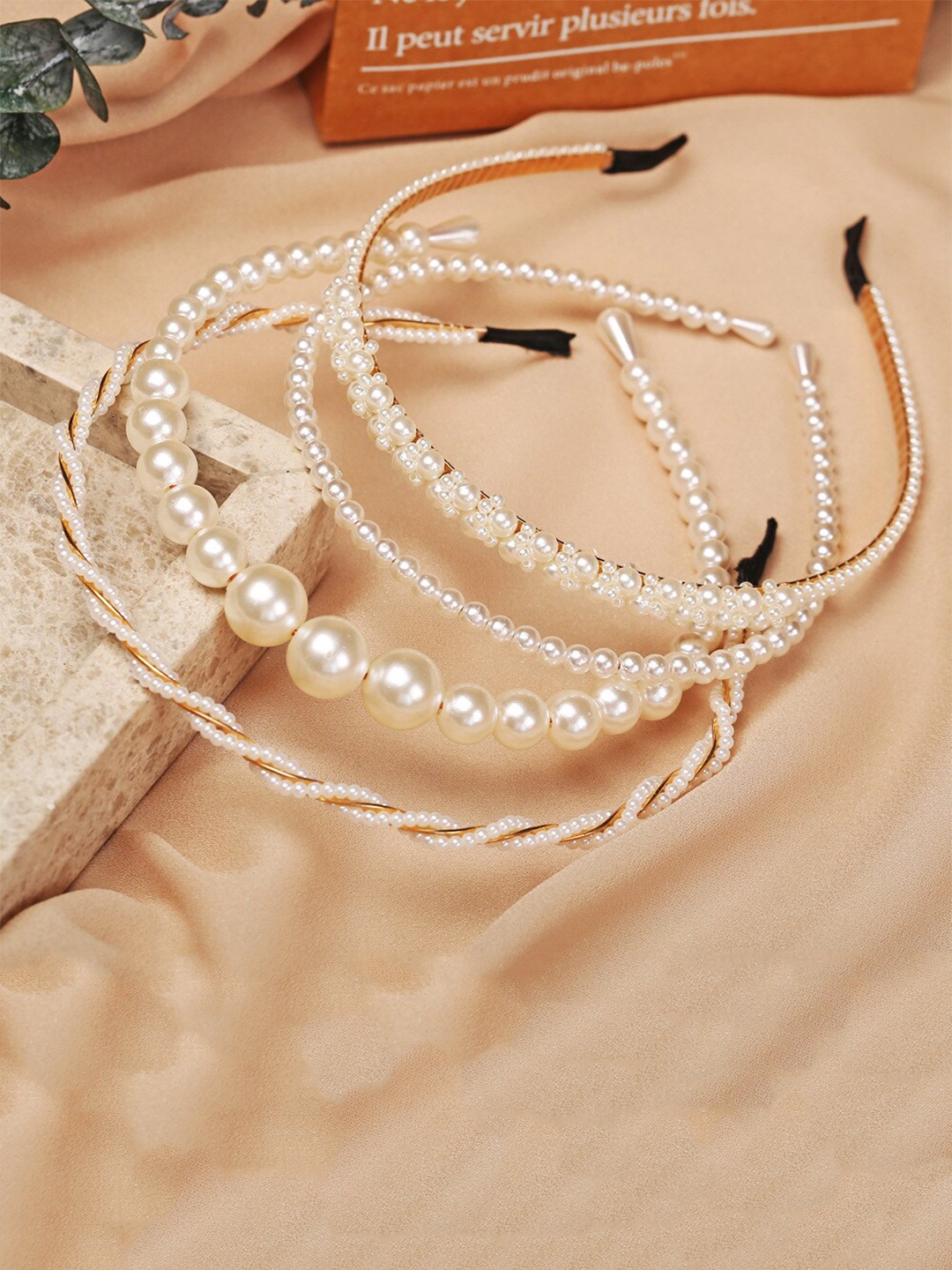 

Shining Diva Fashion Set of 4 Embellished Hairband, White