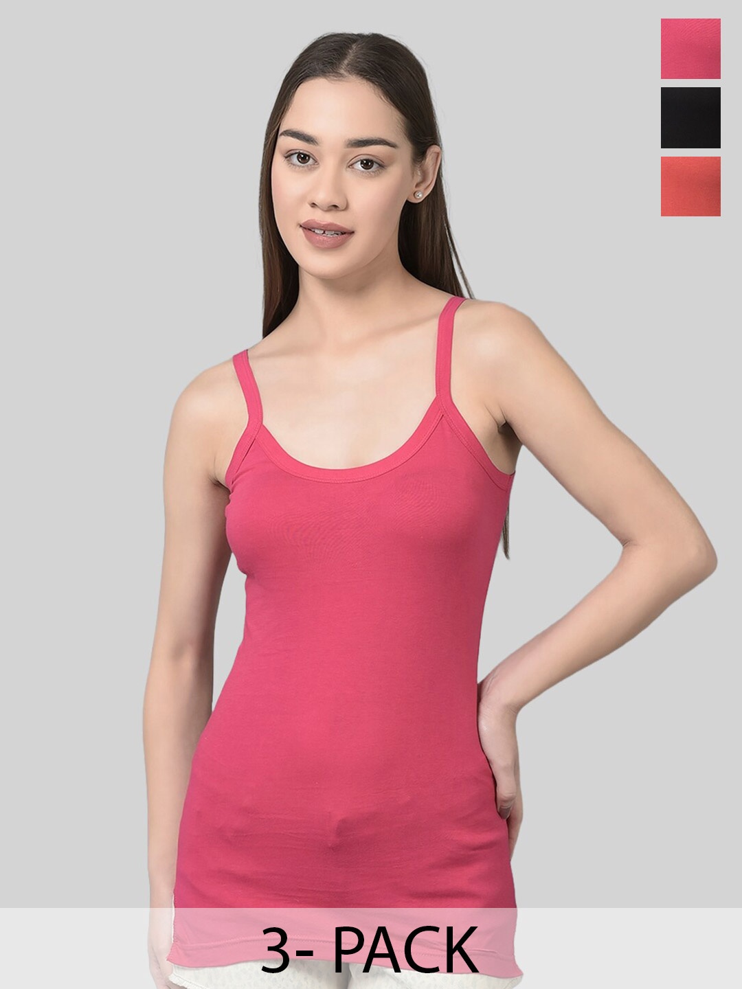 

Dollar Missy Pack Of 5 Non Padded Super Combed Cotton Camisoles, Pink