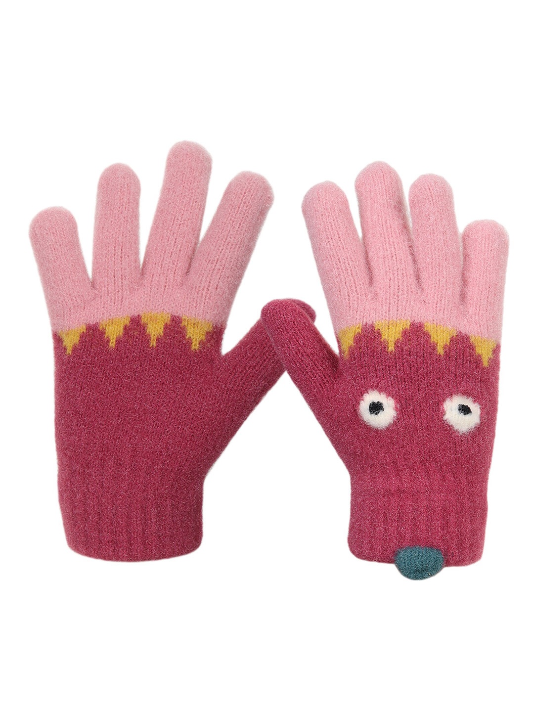 

Zacharias Kids Patterned Woolen Winter Gloves, Pink