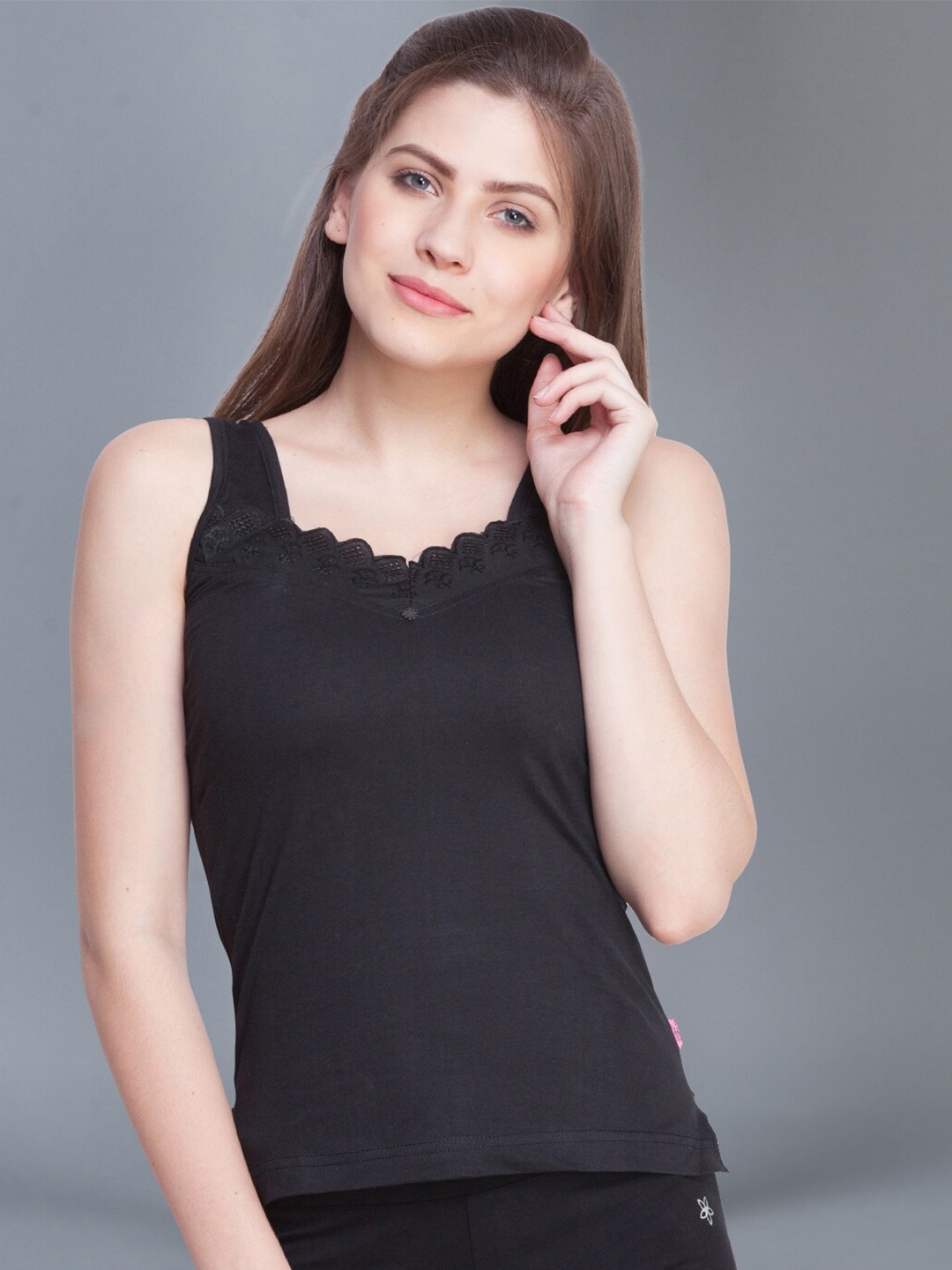 

Dollar Missy Pack of 1 Combed Cotton Camisole, Black