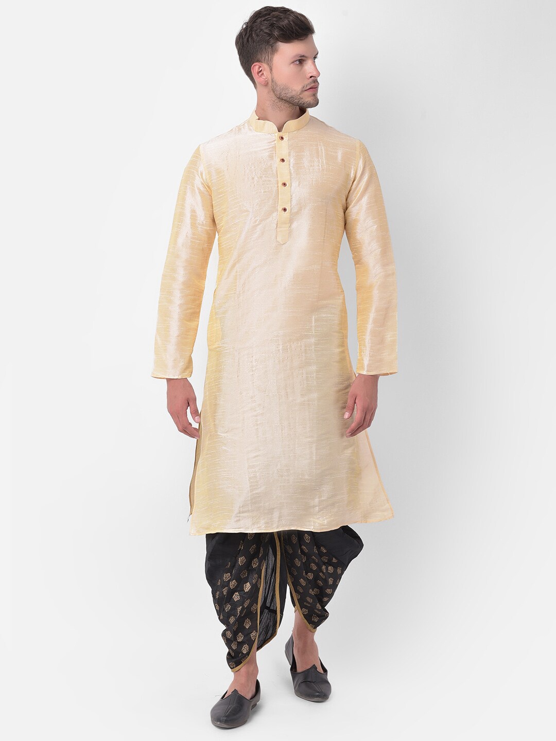 

DEYANN Mandarin Collar Regular Kurta With Dhoti Pants, Cream