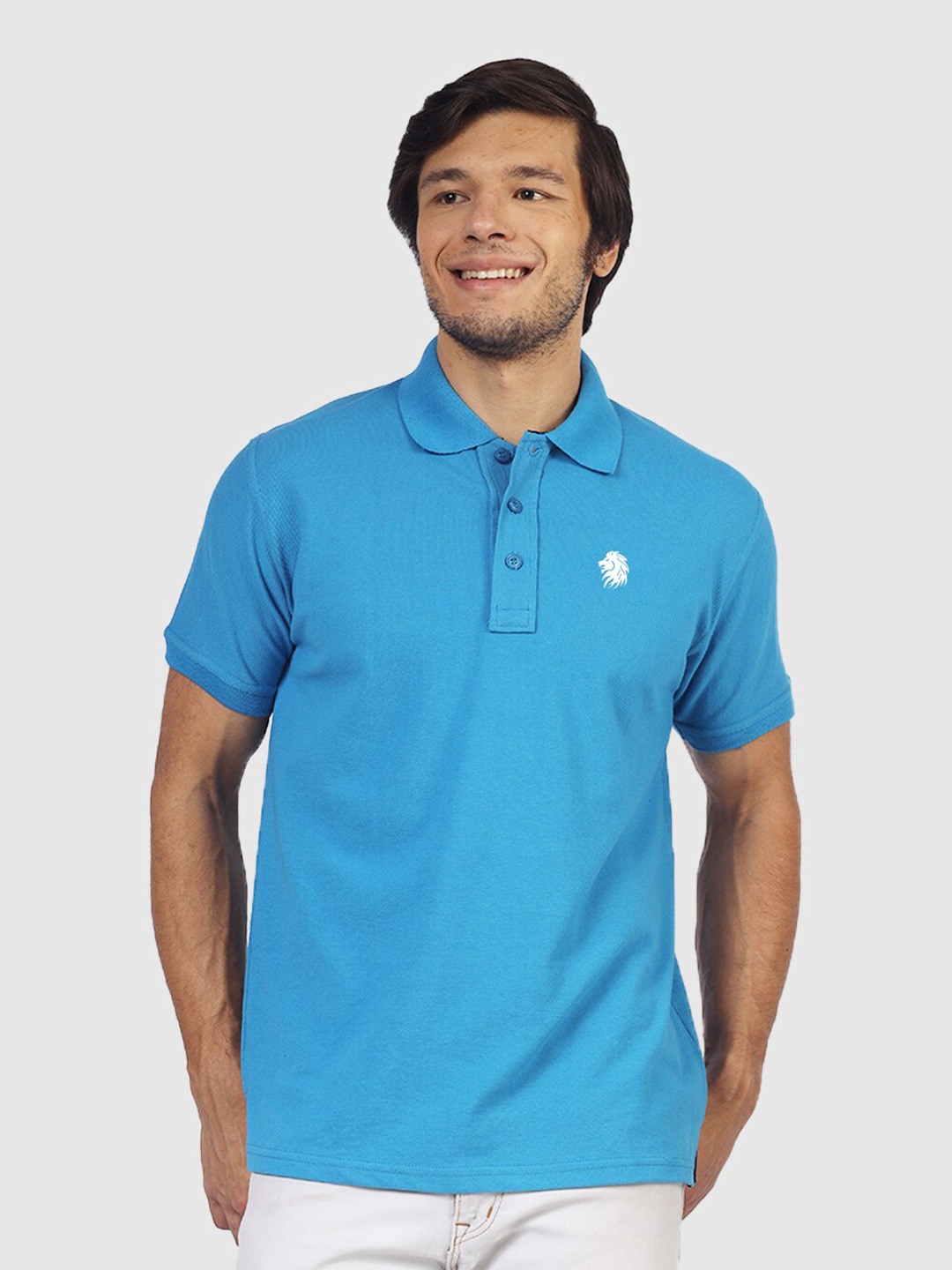 

Greylongg Polo Collar Cotton Regular Fit T-shirt, Blue