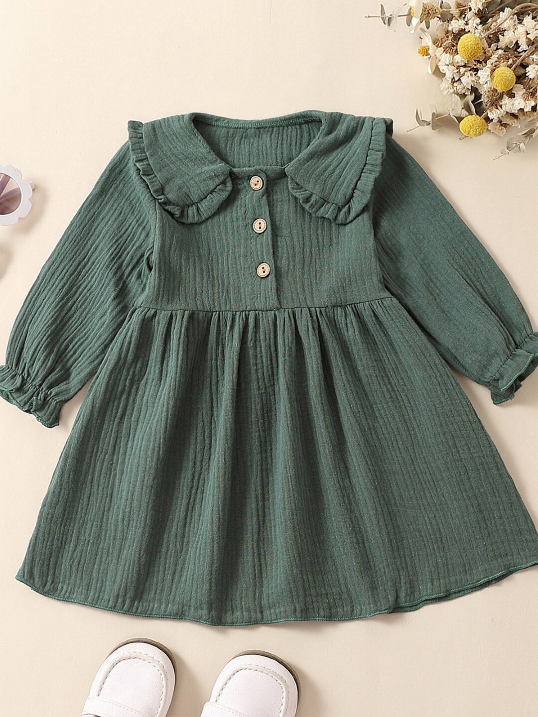 

StyleCast Girl Peter Pan Collar Long Sleeves A-Line Dress, Green