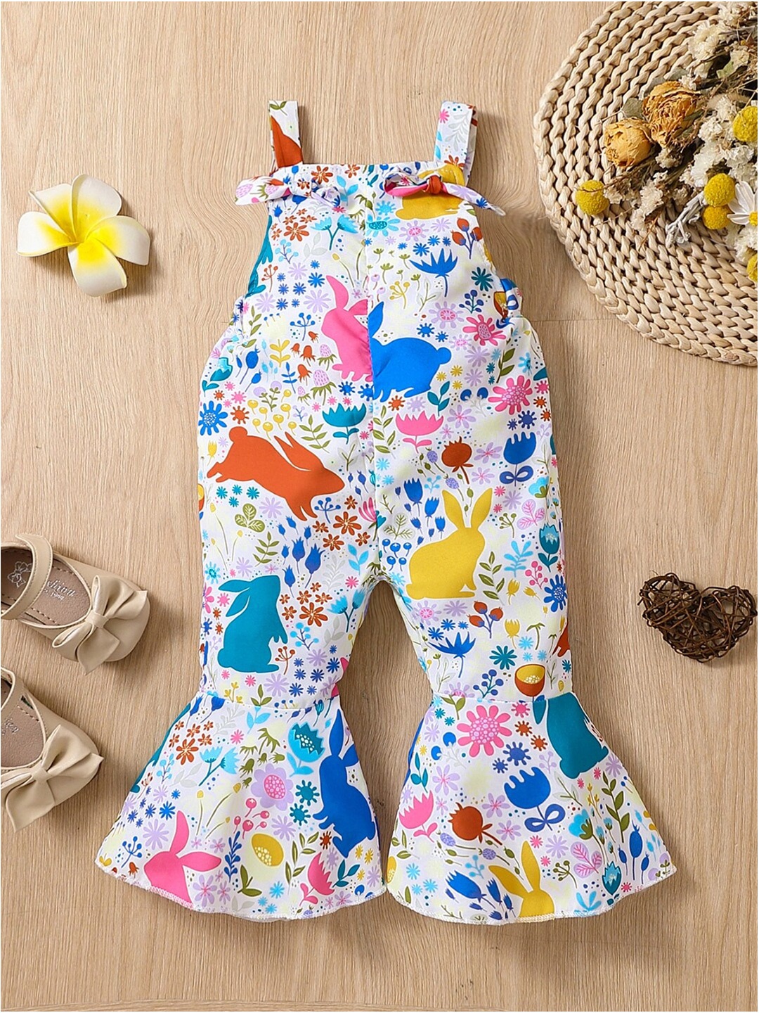 

StyleCast Girls Blue & White Printed Basic Jumpsuit
