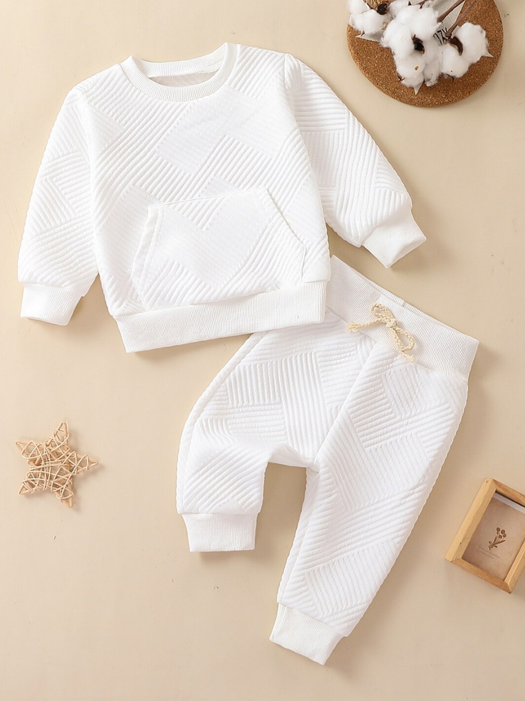 

StyleCast Girls Round Neck Pure Cotton Top With Trousers, White