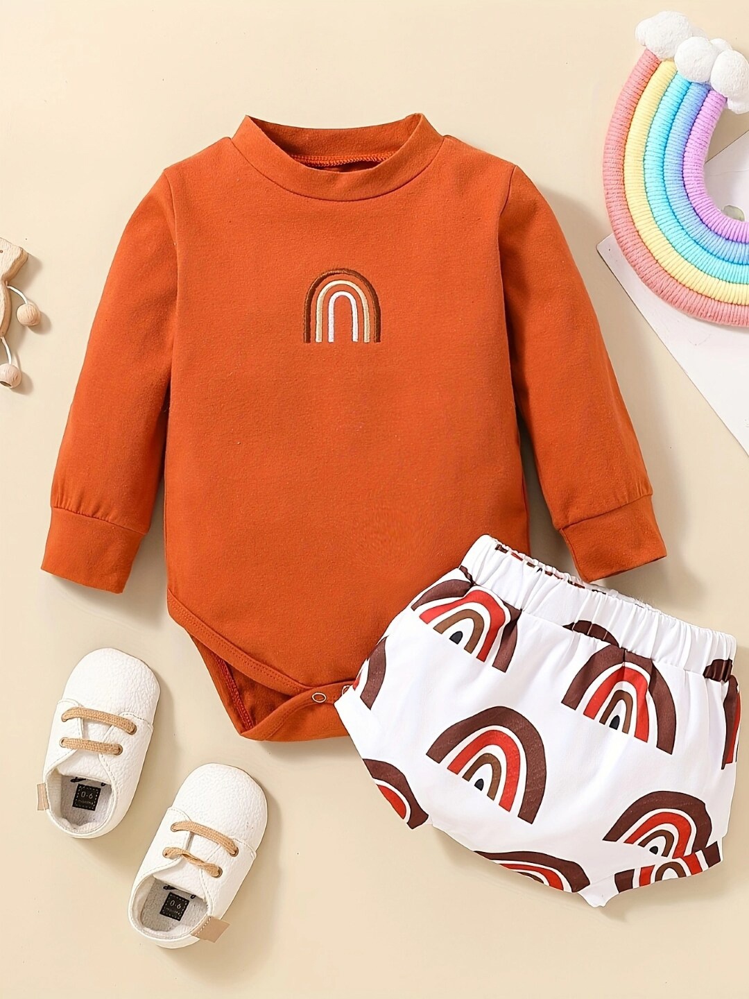 

StyleCast Girls Orange & White Printed Pure Cotton Leotard with Shorts