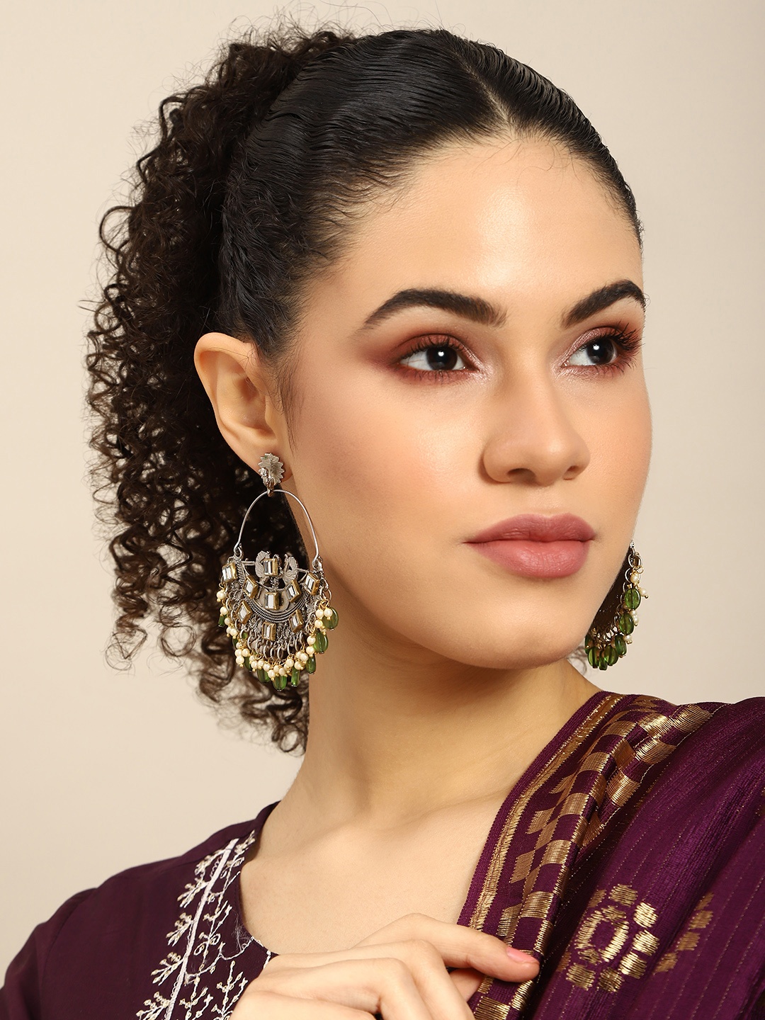 

Anouk Silver-Plated Teardrop Shaped Drop Earrings