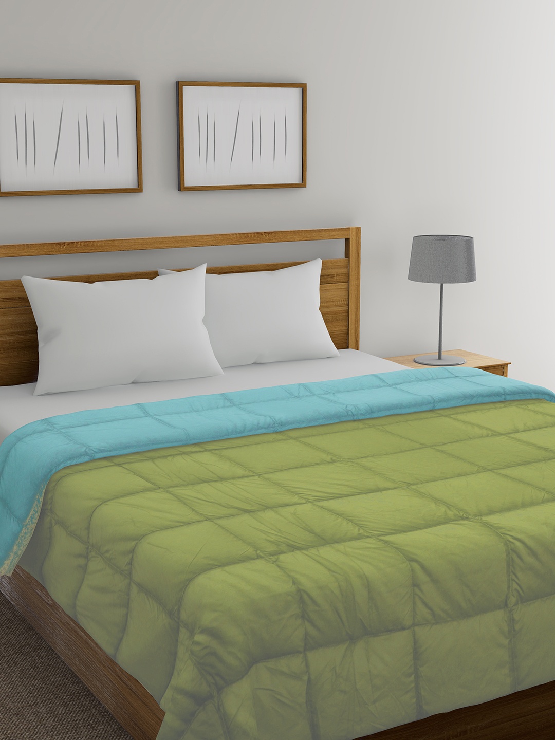 

BOMBAY DYEING Ivory Rose Teal Geometric Heavy Winter 120 GSM Double Bed Comforter