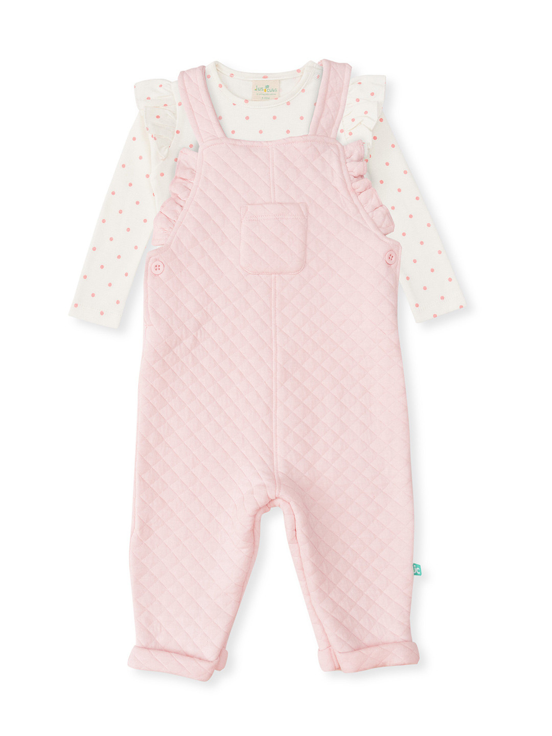 

JusCubs Girls Self Design Cotton Dungaree With T-Shirt, Pink