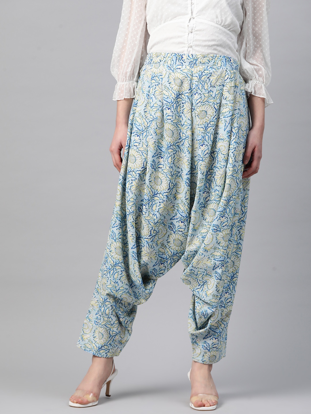 

Ayaany Women Floral Printed Harem Pants, Blue